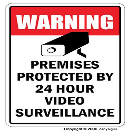 Amistad 7 in. Video Surveillance Decal - Property Protected 24 Hour Security Protection Warning AM3942603